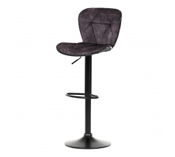 Barová stolička, hnedá zamatová látka, čierna podstava