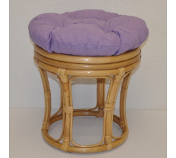 Ratanová stolička veľký medový vankúš fialové zvýraznenia