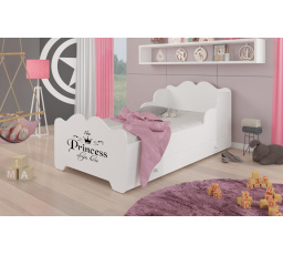 Posteľ s matracom a zásuvkou XIMENA PRINCESS BLACK 140x70 White