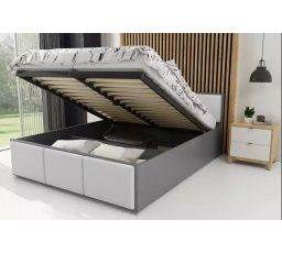 Spálňová posteľ Panamax v grafitovej farbe, s bielou výplňou, s matracom 160 x 200