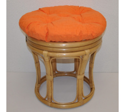 Ratanová stolička veľká medová poduška oranžová zvýraznenia