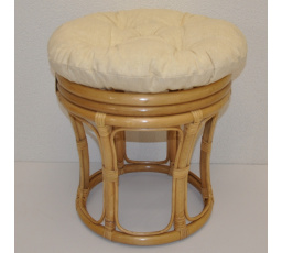 Ratanová stolička veľká medová poduška béžová zvýraznenia
